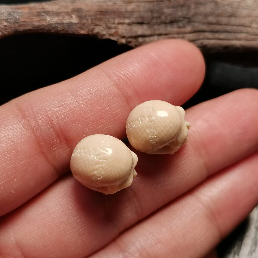 Carved Mammoth Ivory Skull Bead