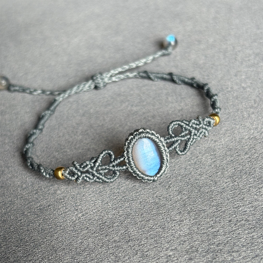 Exquisite Braided Cord Bracelet with Natural Stones