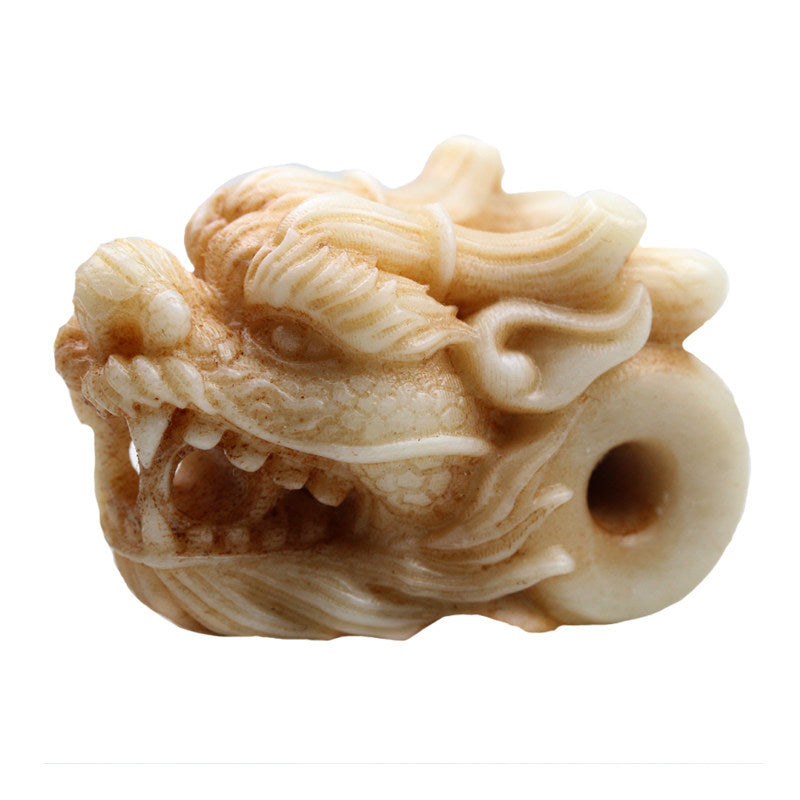 Hand-Carved Antler Dragon Head Bead