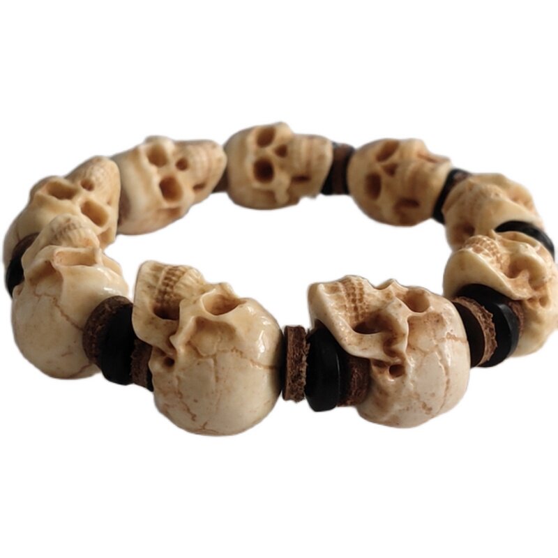 Hand-Carved Antler Skull Bracelet