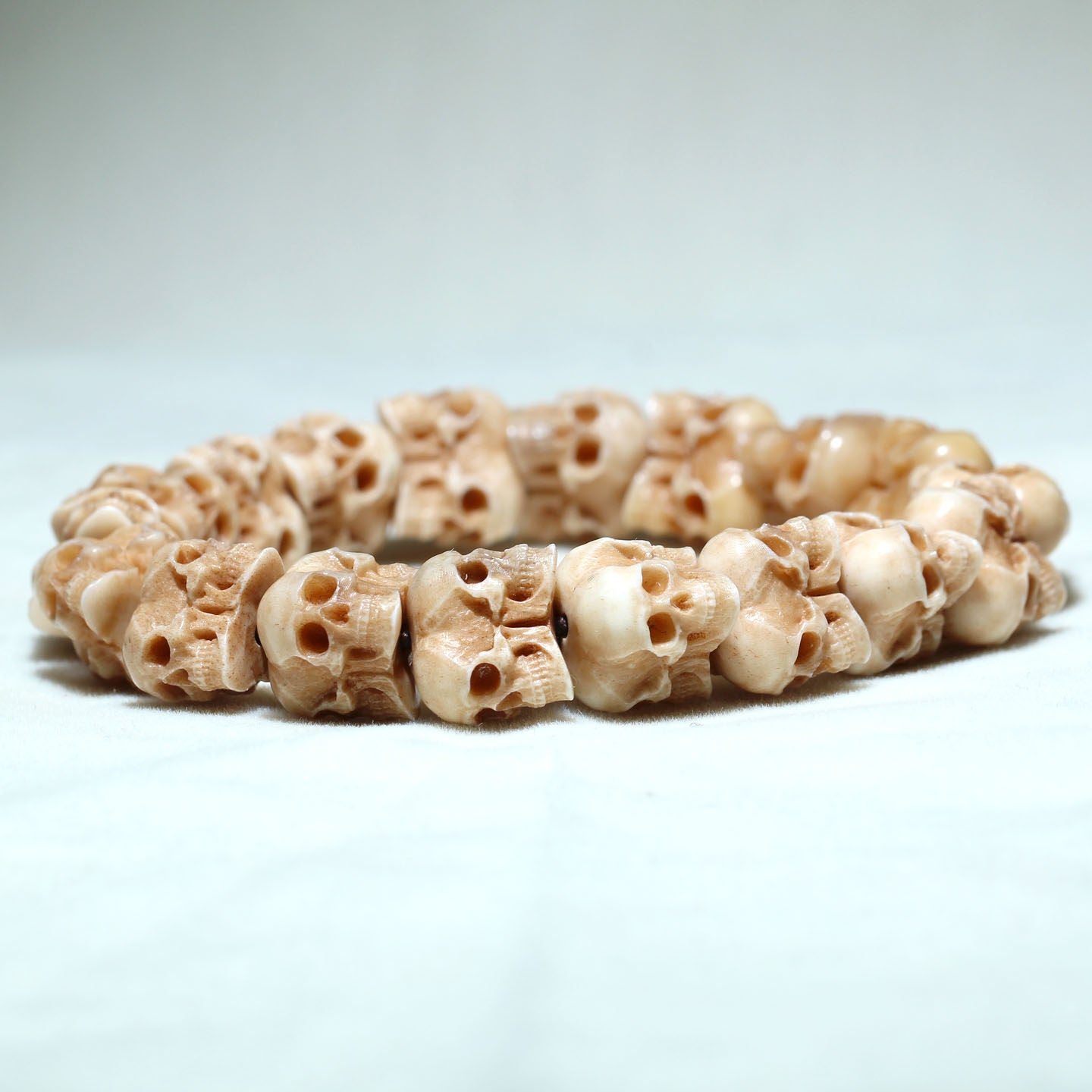 Hand-Carved Antler Triple Skull Bracelet