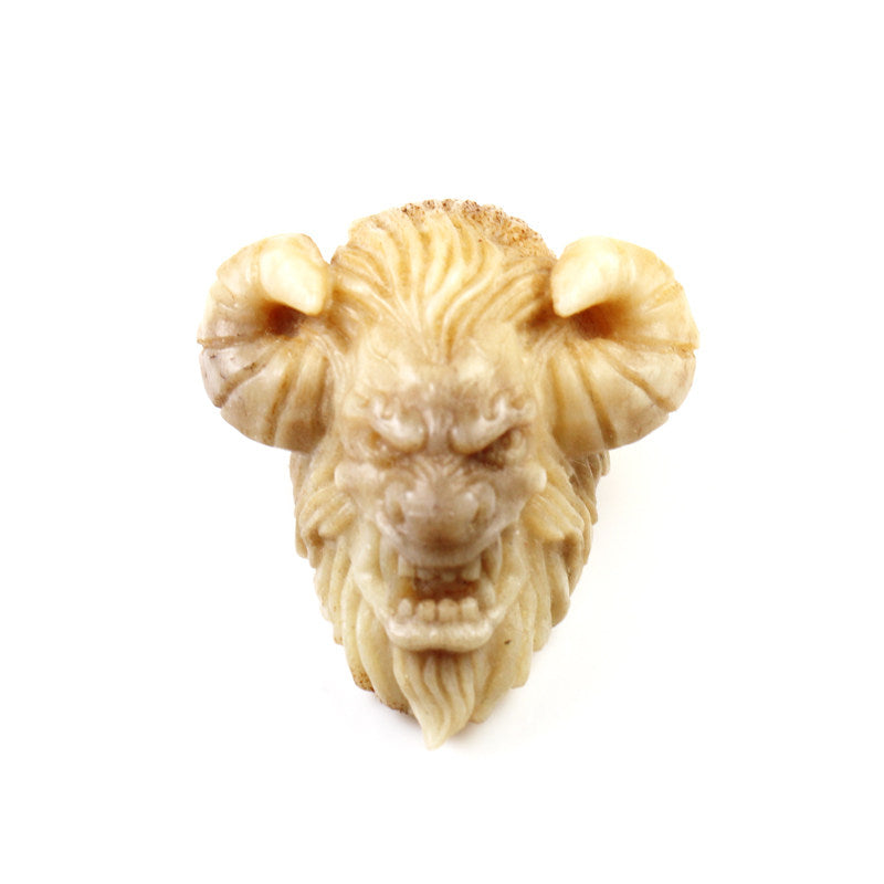 Hand-Carved Natural Antler Buffalo Skull DIY Bead