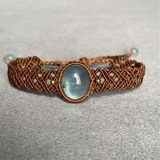 Aquamarine Bracelet Woven with Half-Hitch Knots