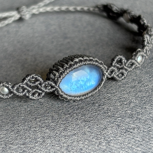 Moonstone and Freshwater Pearl Braided Bracelet