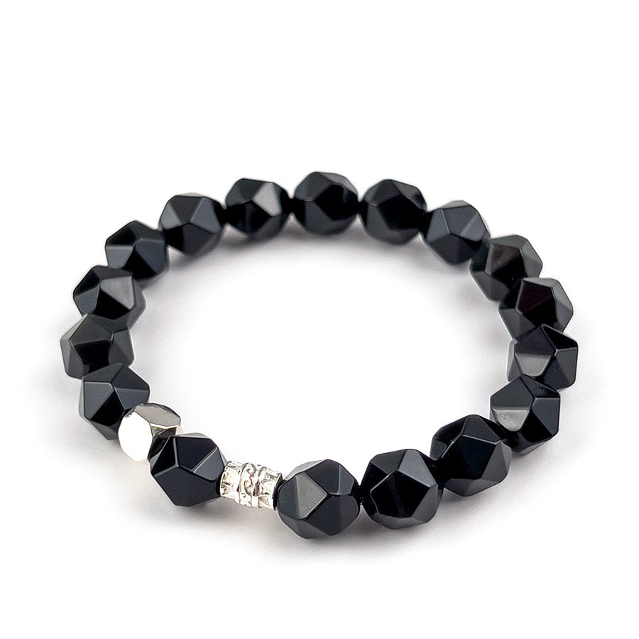 Bracelet mystérieux en perles à facettes en obsidienne