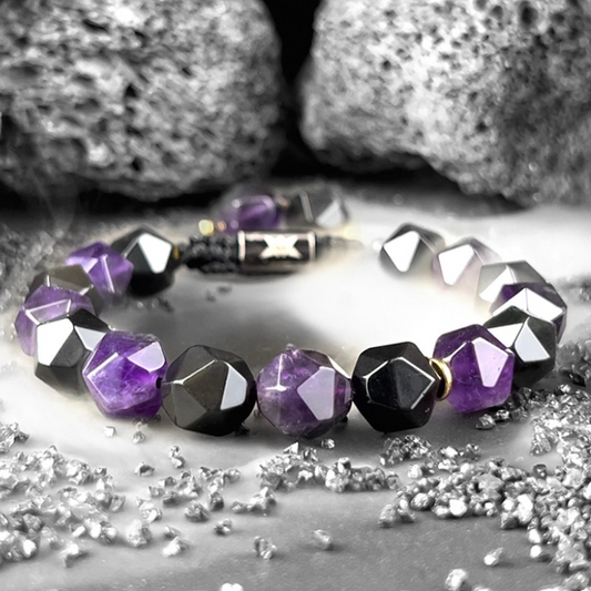 Mystic Amethyst & Obsidian Bracelet