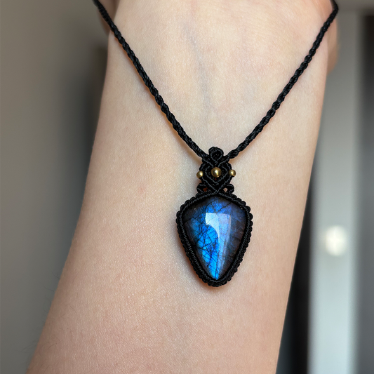 Natural Labradorite Small Shield Necklace