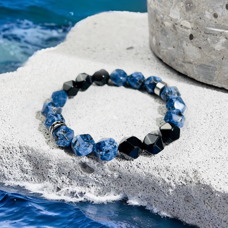 Bracelet de perles géométriques à facettes Dieu de la mer nordique