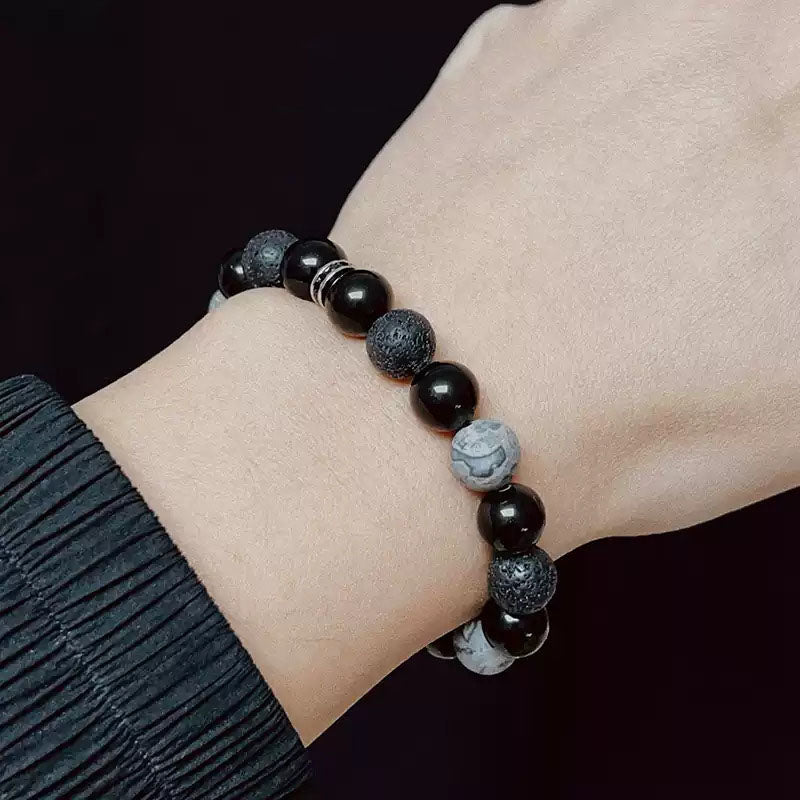 Bracelet énergétique en pierre volcanique Obsidian Drift