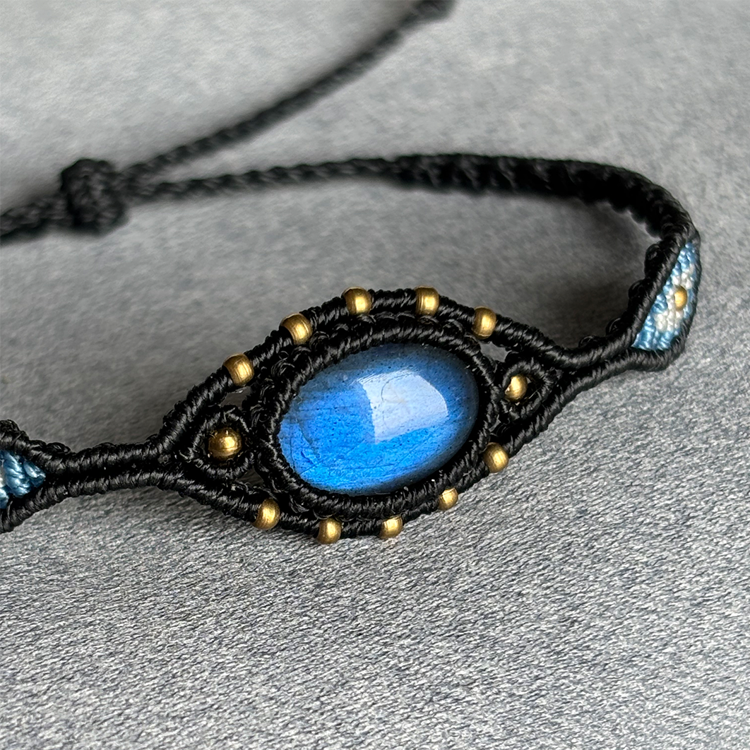 "Pupil" Natural Labradorite Braided Bracelet