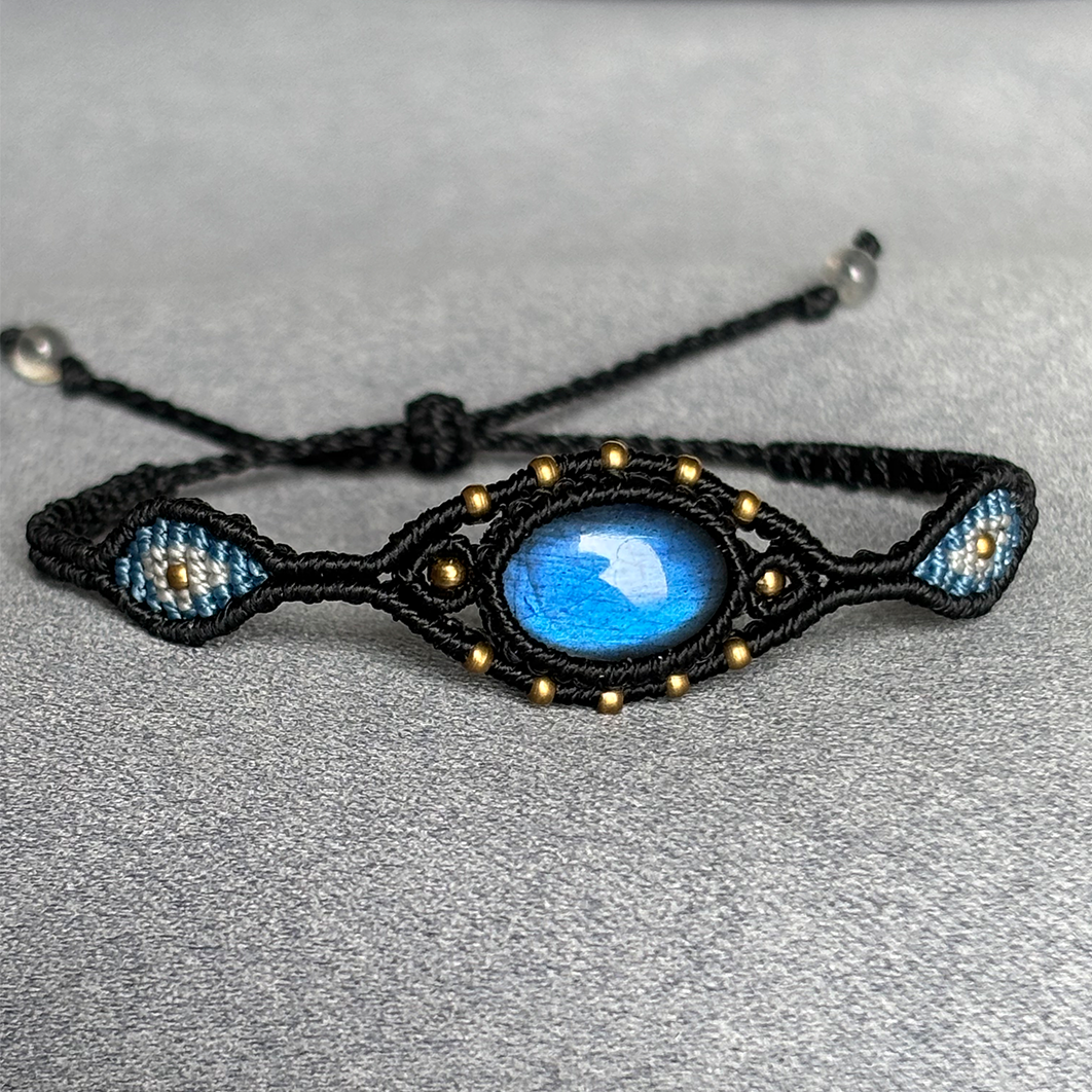 "Pupil" Natural Labradorite Braided Bracelet