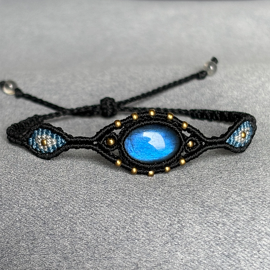 "Pupil" Natural Labradorite Braided Bracelet