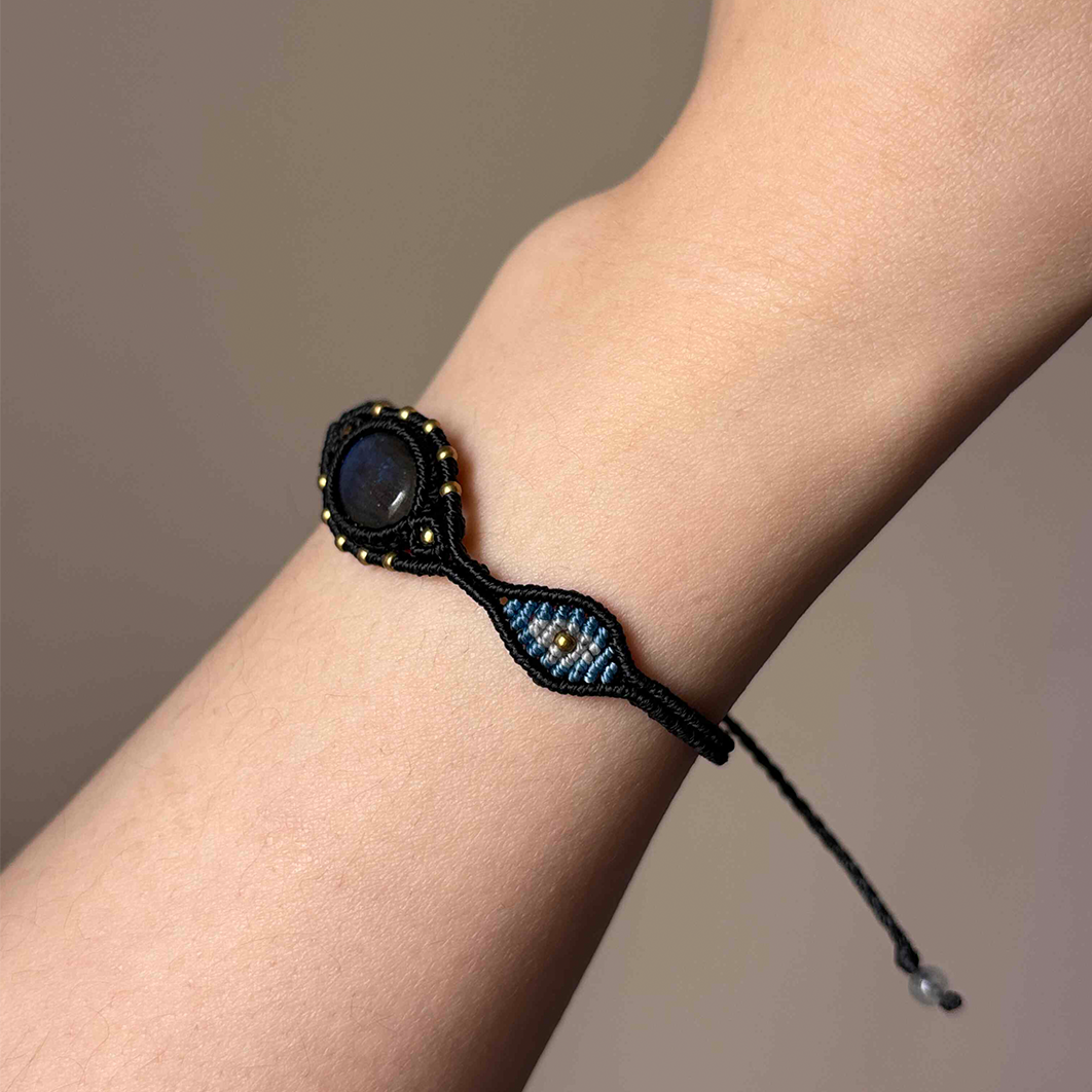 "Pupil" Natural Labradorite Braided Bracelet