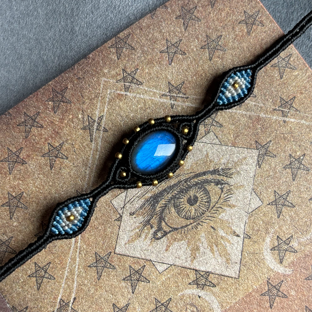 "Pupil" Natural Labradorite Braided Bracelet