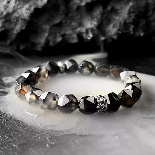 Shadow Gradient Black Agate Bracelet