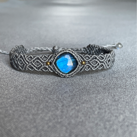 Square Natural Stone Braided Bracelet