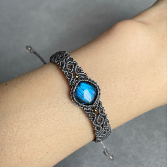 Square Natural Stone Braided Bracelet