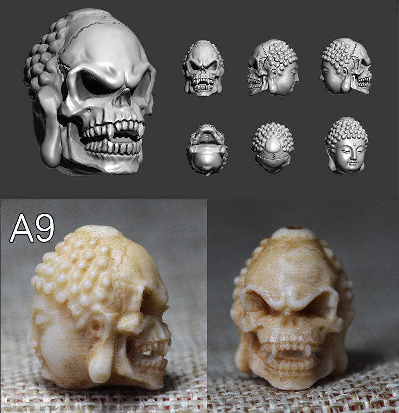 The Janus Skull Spirit of Contrast Antler Skull Bead